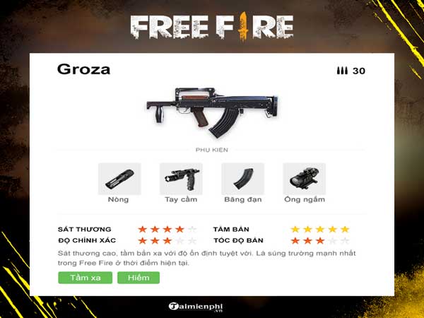 Groza khẩu súng được game thủ yêu thích trong Free Fire